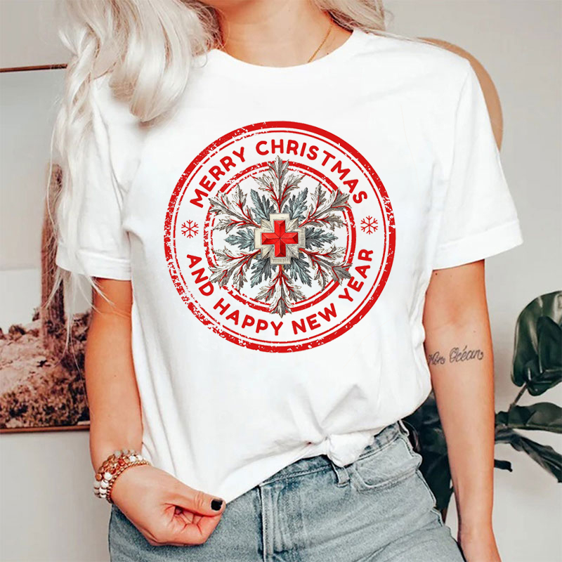 Red Cross Snowflake Nurse T-shirt