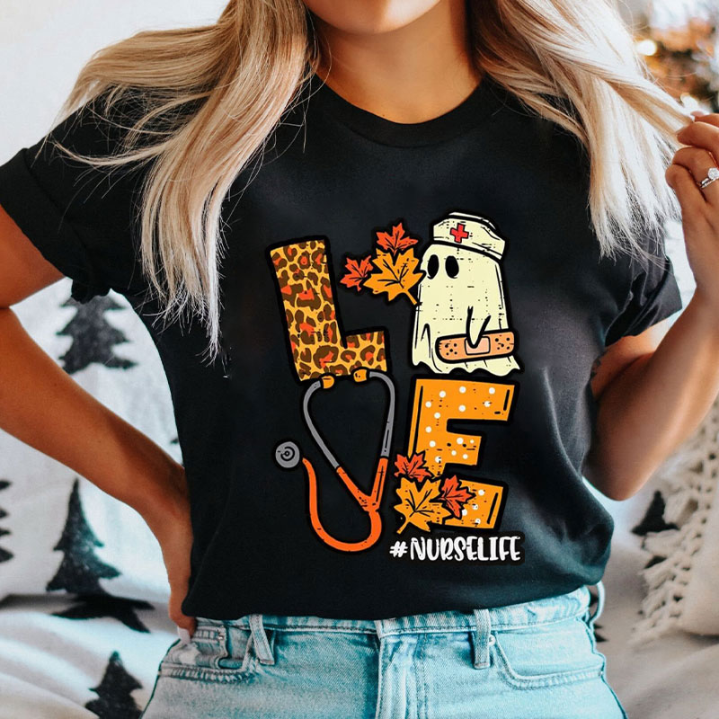 Nursing Love With Autumn And Ghost Nurse T-Shirt
