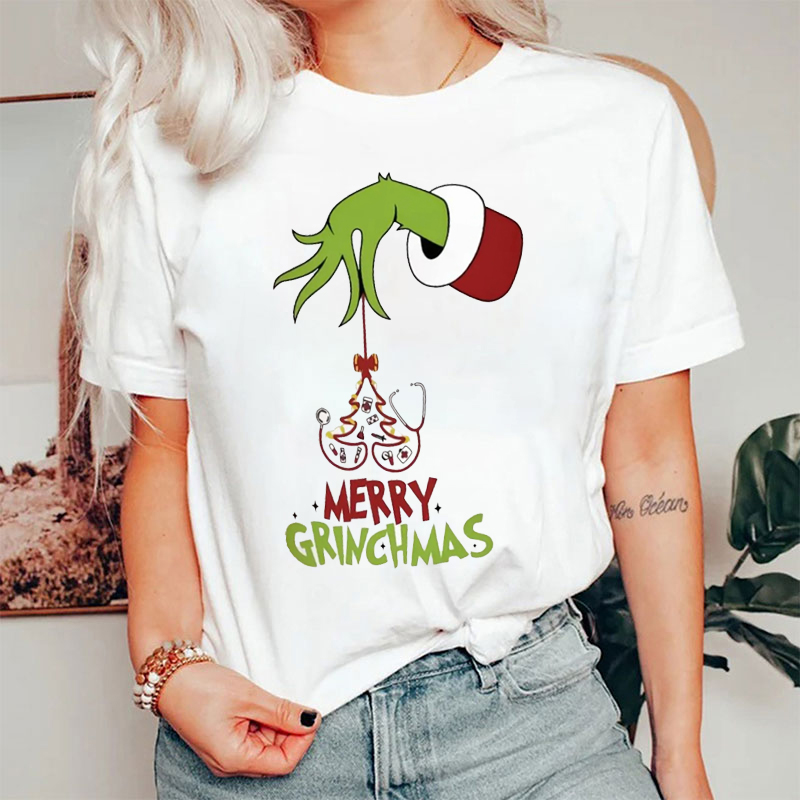 Hand Holding Stethoscope Christmas Tree Nurse T-Shirt