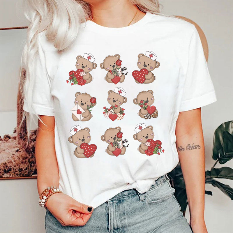 Cute Valentine Bear Nurse T-shirt