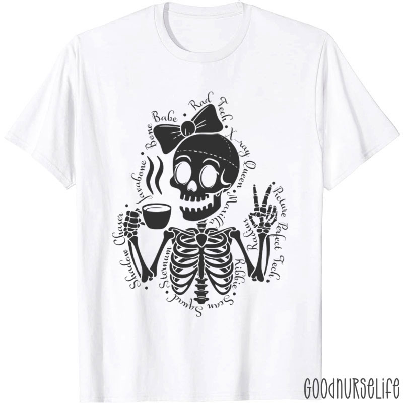 Skeleton Coffee Skull Radiology Tech T-Shirt
