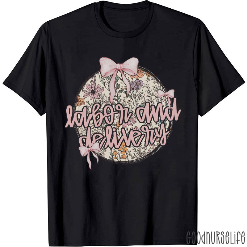 Personalized Floral Nurse Coquette Bow Nurse T-Shirt