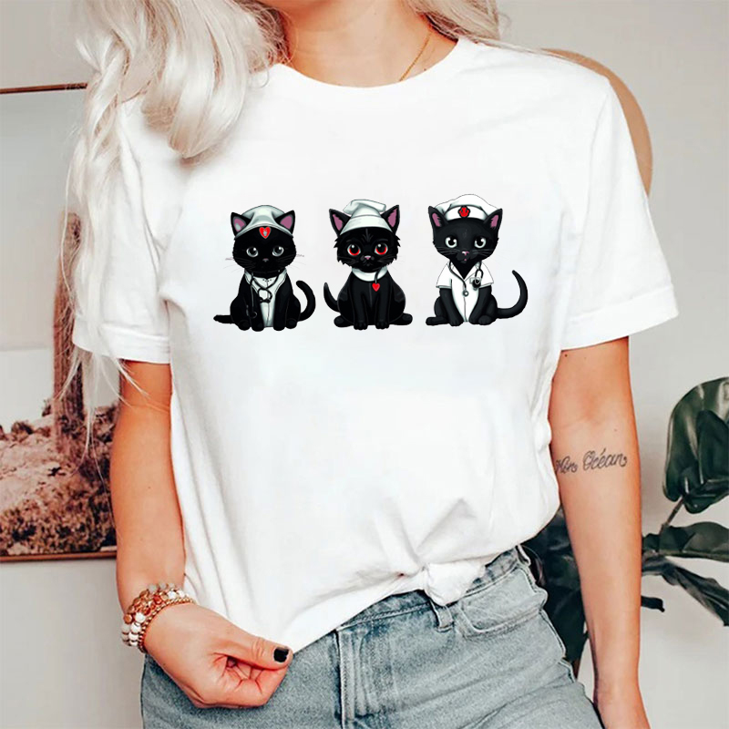 Black Cat Nurse T-shirt