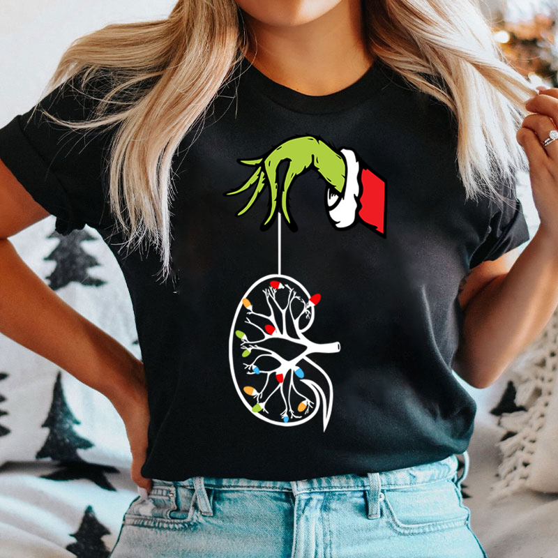 Kidney With Christmas Lights One Kidney Club T-Shirt