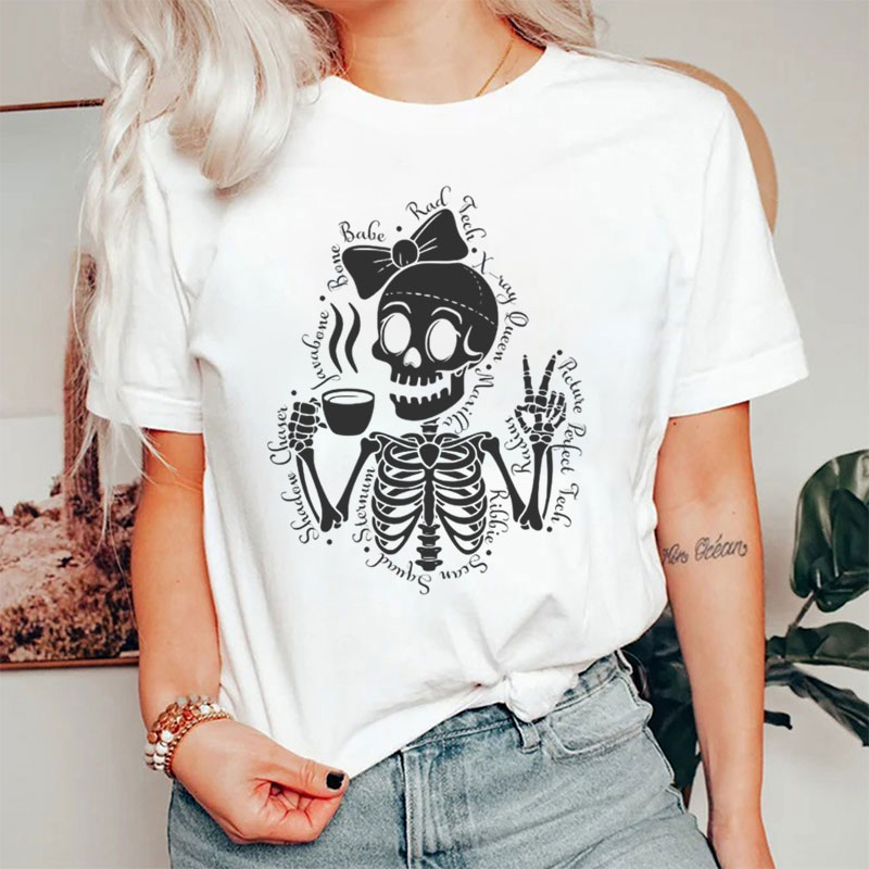Skeleton Coffee Skull Radiology Tech T-Shirt