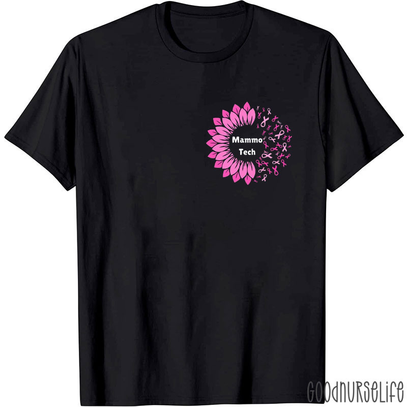 Mammo Tech Breast Cancer Awareness Sunflower T-Shirt