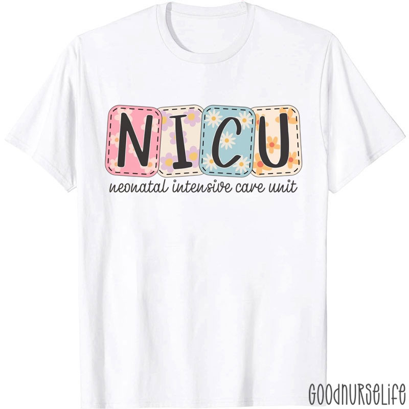 Personalized NICU Floral Daisy Nurse T-Shirt