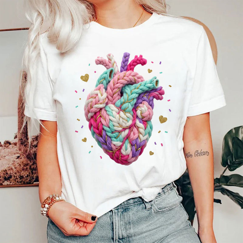 Faux Yarn Valentine Cardiac T-shirt
