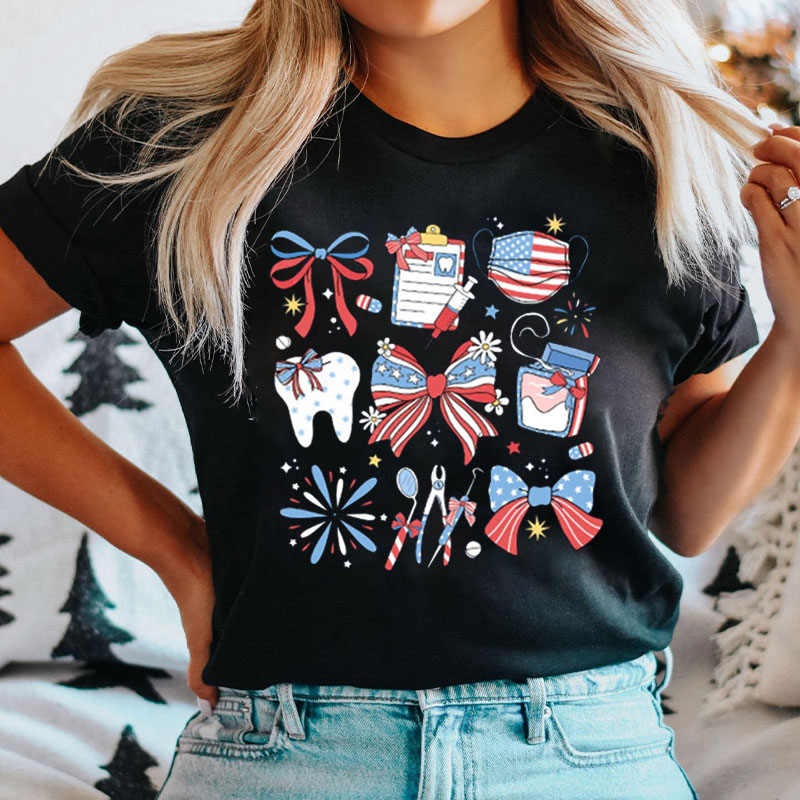 Coquette Dentist 4th Of July T-Shirt