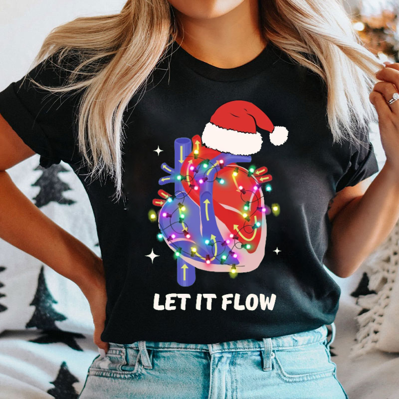 Let It Flow Heart With Christmas Lights T-Shirt