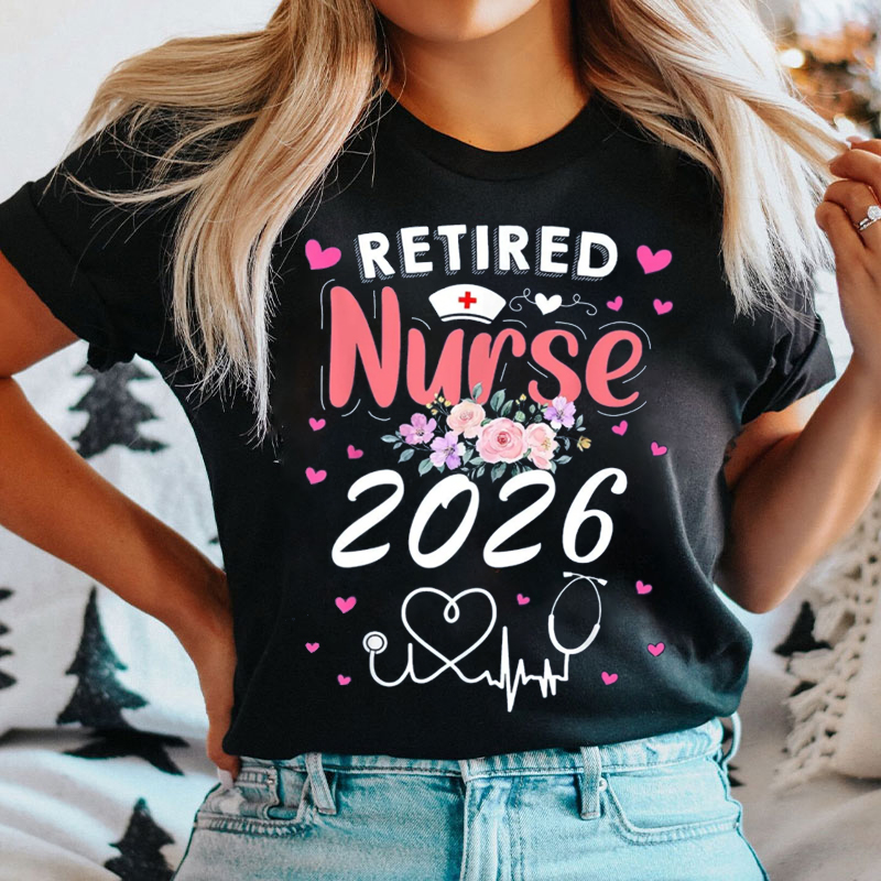 Personalized Floral Retirement Nurse T-shirt