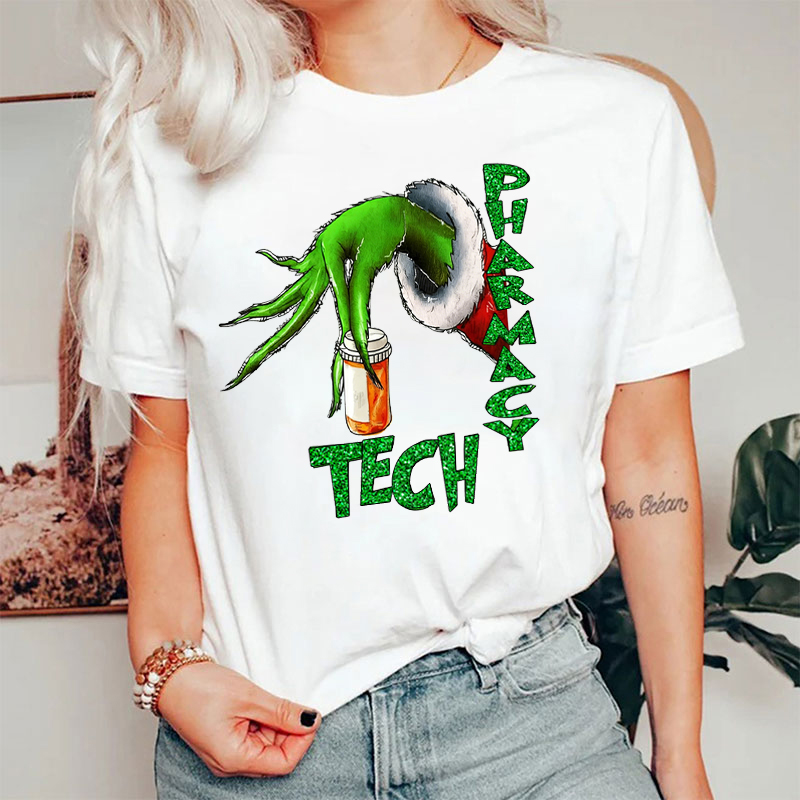 Green Hand Pharmacy Tech Xmas T-Shirt
