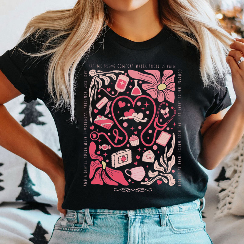 Inspirational Floral Nurse T-shirt