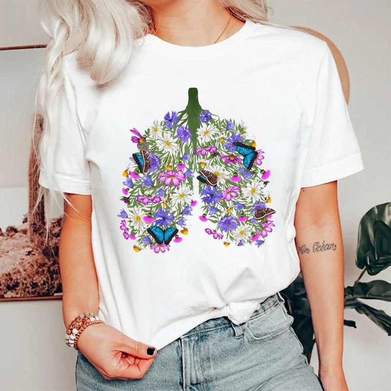 Respiratory Therapist Floral Lung T-Shirt
