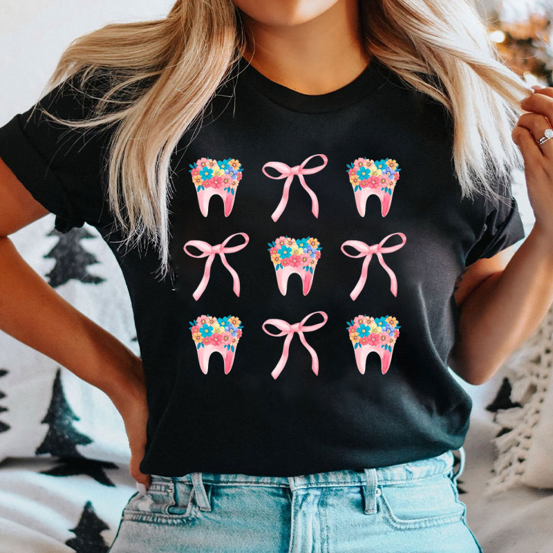 Flower Tooth Coquette Bow T-Shirt