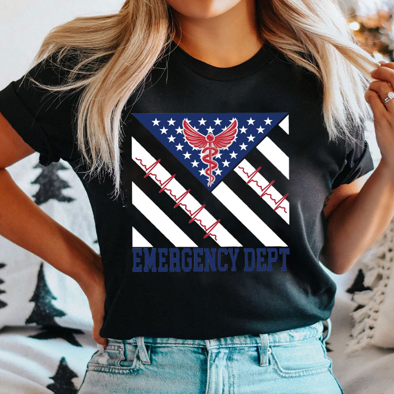 Emergency Department Nurse American Flag Nurse T-Shirt