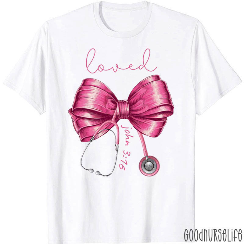 Bow Ribbon Stethoscope Nurse T-Shirt