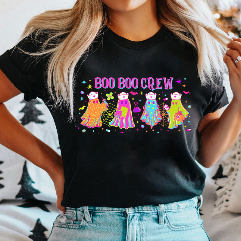 Neon Ghost Boo Boo Crew Nurse T-Shirt
