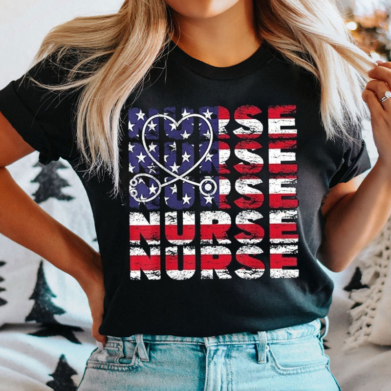 Patriotic Flag Nurse T-Shirt