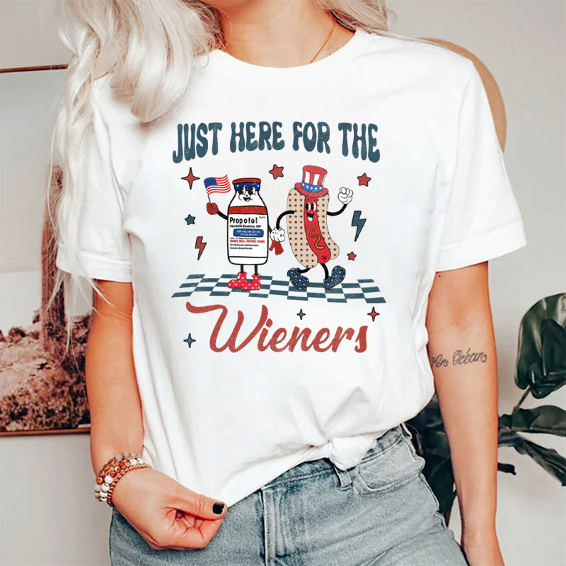 Just Here For The Wieners ICU Nurse T-Shirt