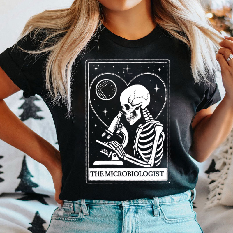 Lab Scientist Microscope Skeleton Microbiology T-shirt