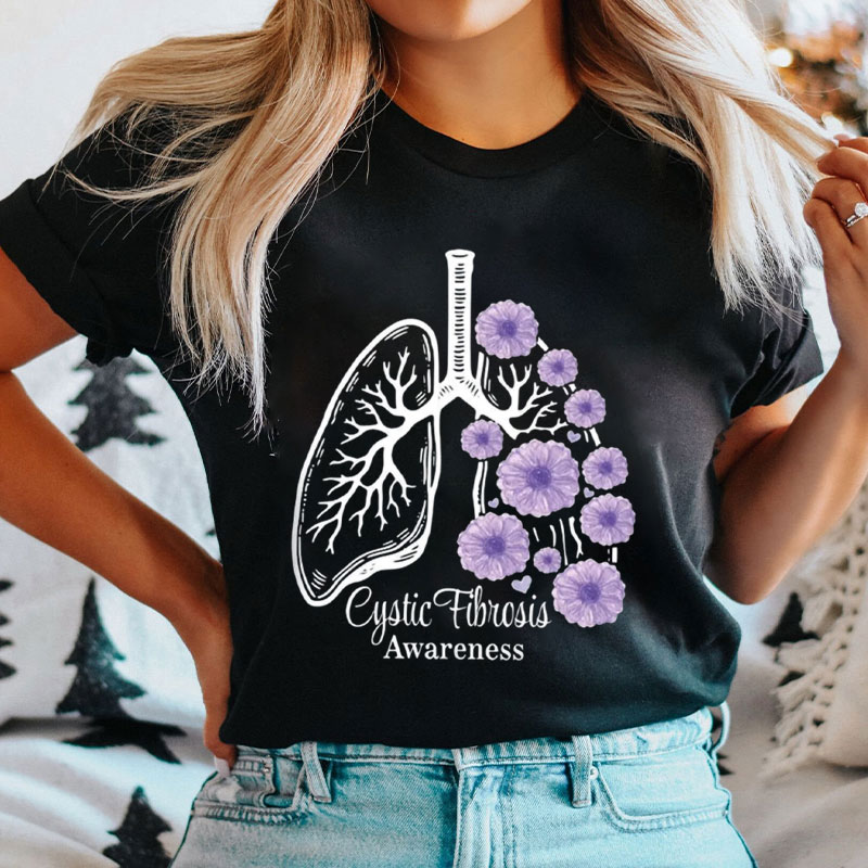 Floral Cystic Fibrosis Awareness Nurse T-Shirt