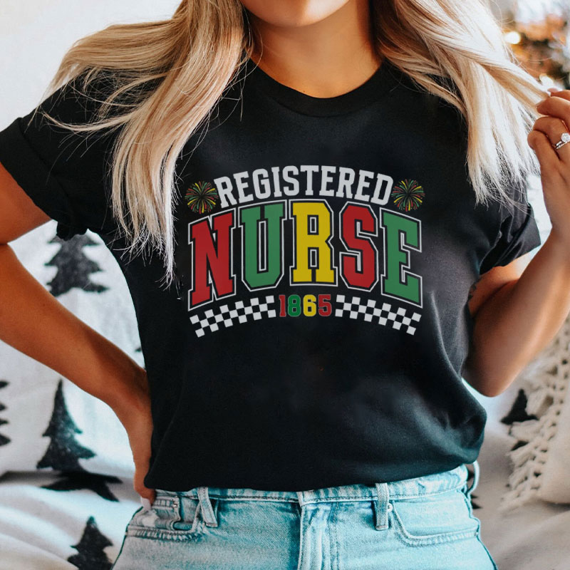 Personalized Juneteenth Registered Nurse T-Shirt