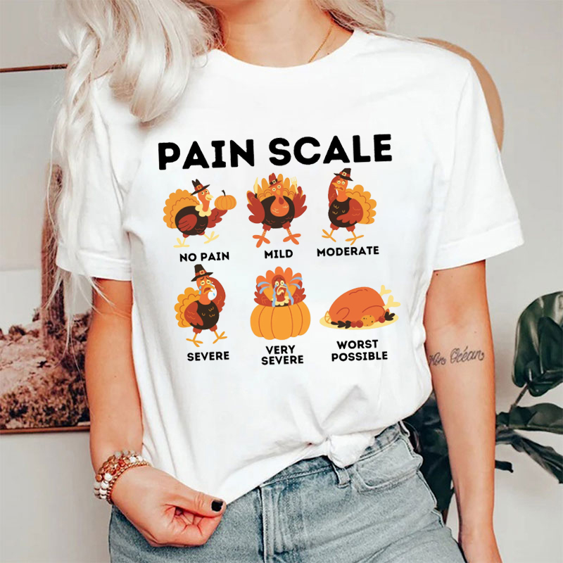 Funny Turkey Pain Scale Nurse T-Shirt