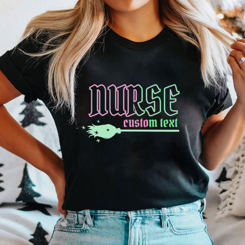 Personalized Cute Witch Halloween Medical Nurse T-Shirt