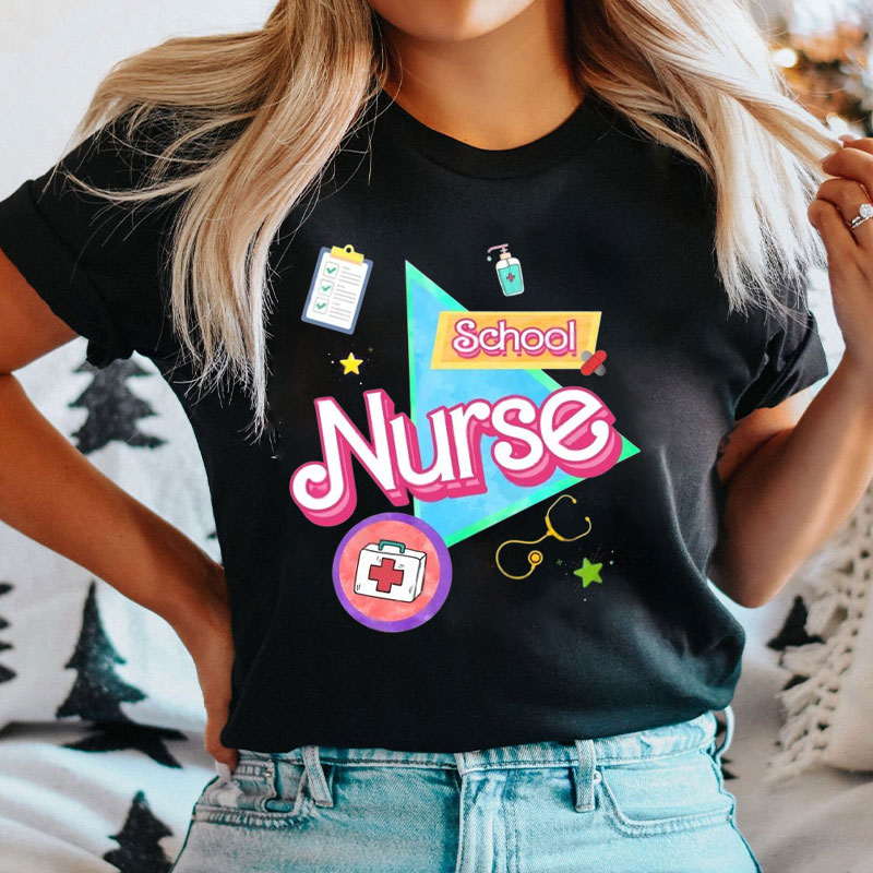 School Nurse Retro Bar Bee Nurse T-Shirt