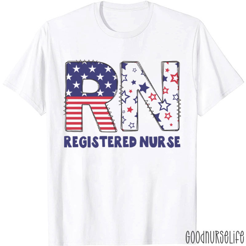 Personalized July 4th USA RN Registered Nurse T-Shirt