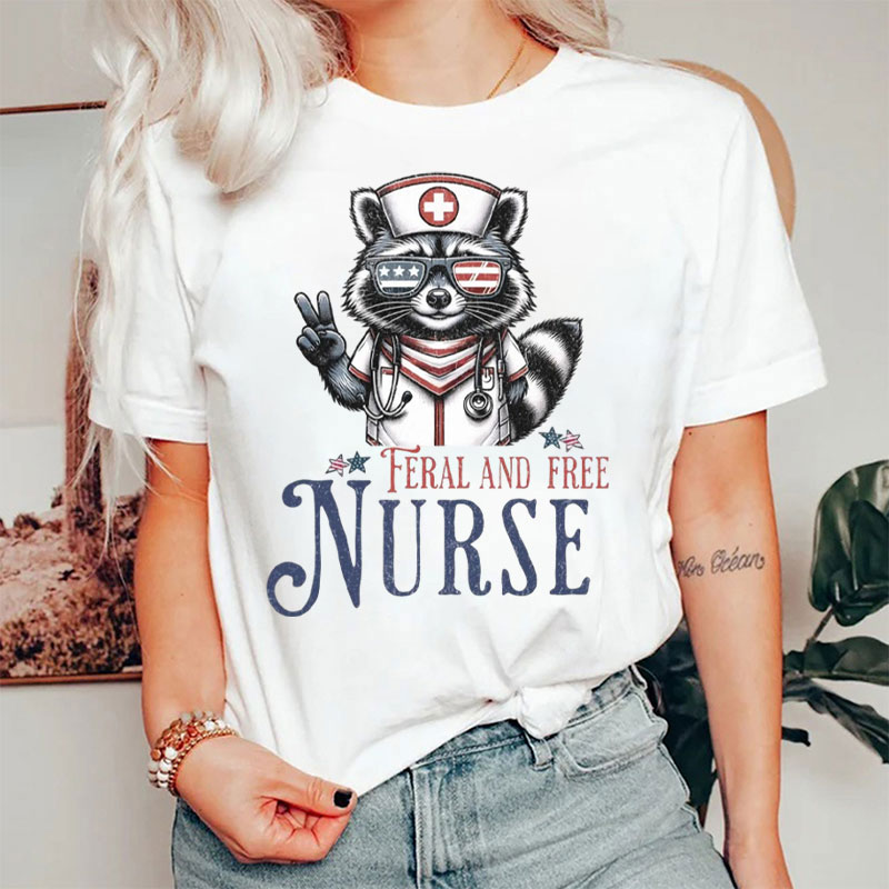 Feral And Free Raccoon Nurse T-Shirt