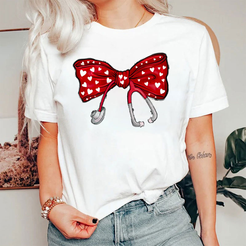 Nurse Coquette Bow Valentine Day Nurse T-Shirt