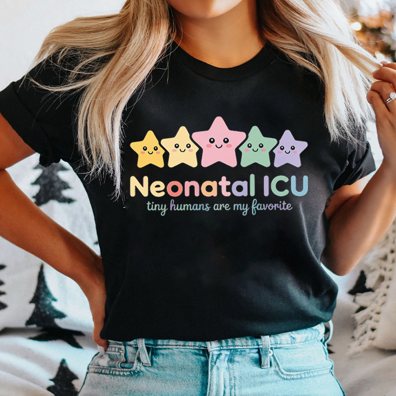 Cute Stars Neonatal ICU Tiny Humans Are My Favorite Nurse T-Shirt