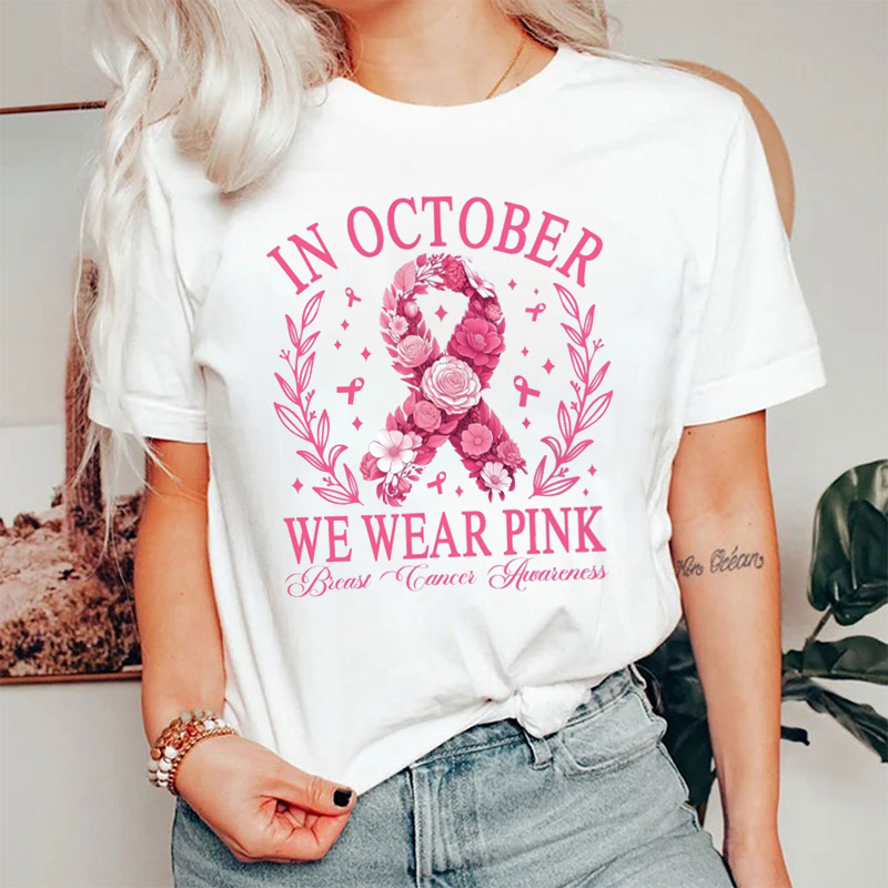 Pink Ribbon In October We Wear Pink Nurse T-Shirt
