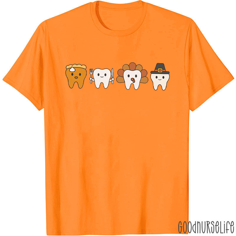 Dental Thanksgiving Thankful Tooth Characters T-Shirt