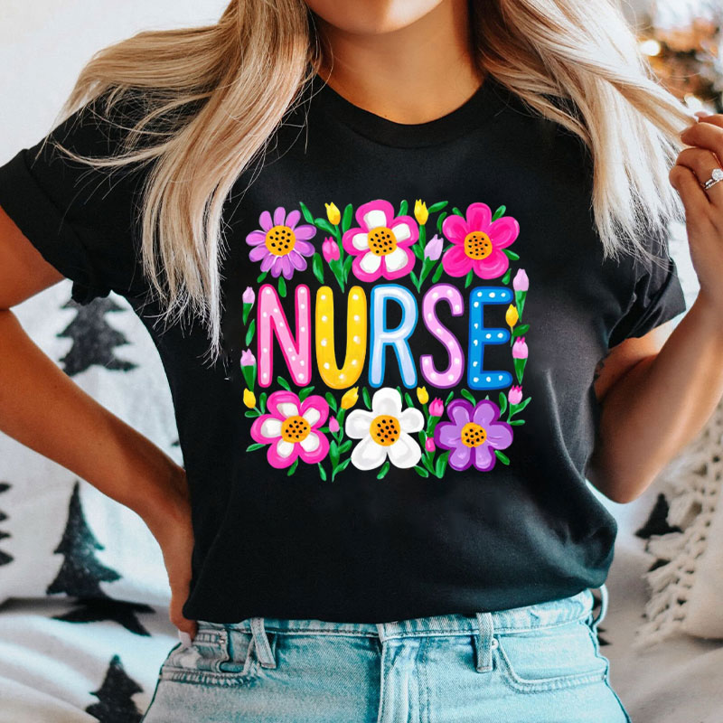 Nurse Floral Nurse Sublimation Nurse Life T-Shirt