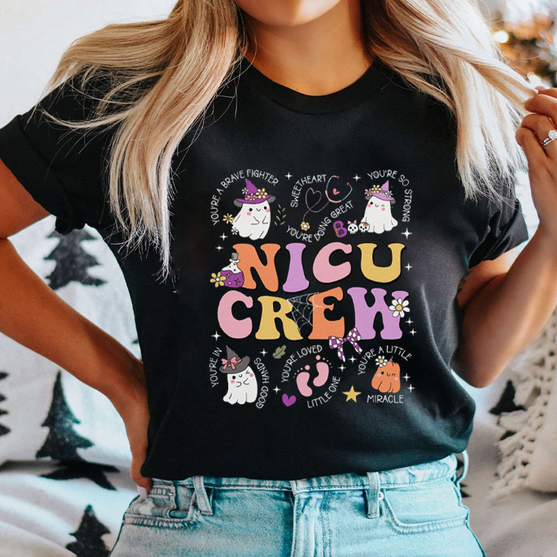 Halloween Beautiful And Cute Ghost Nicu Crew T-Shirt