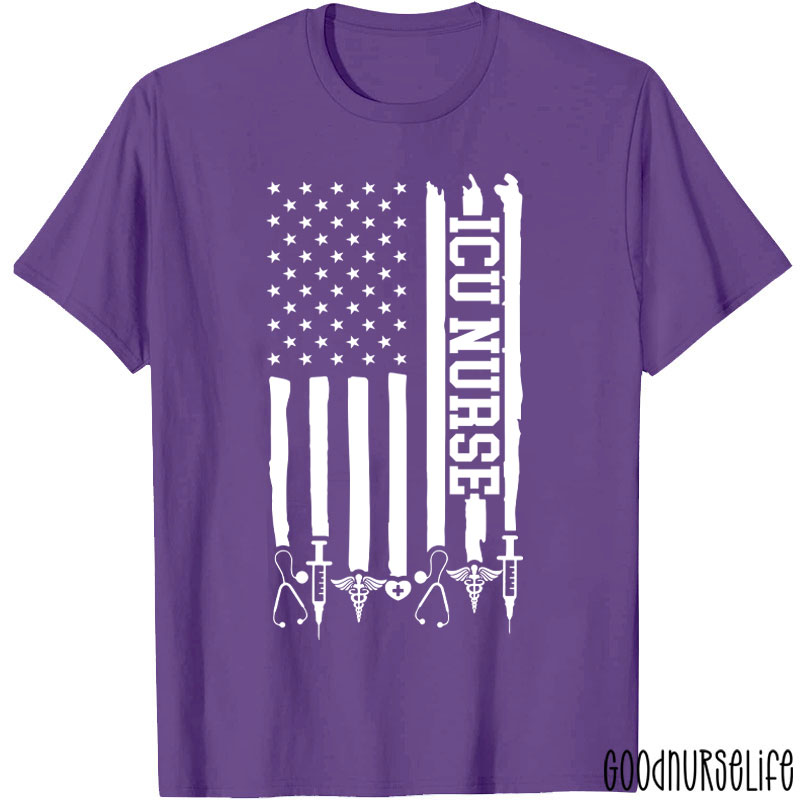Personalized American Flag Department Nurse T-Shirt