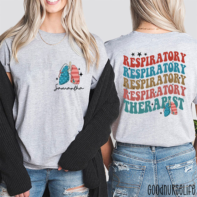 Personalized 4th July Respiratory Therapist Two Sided T-Shirt