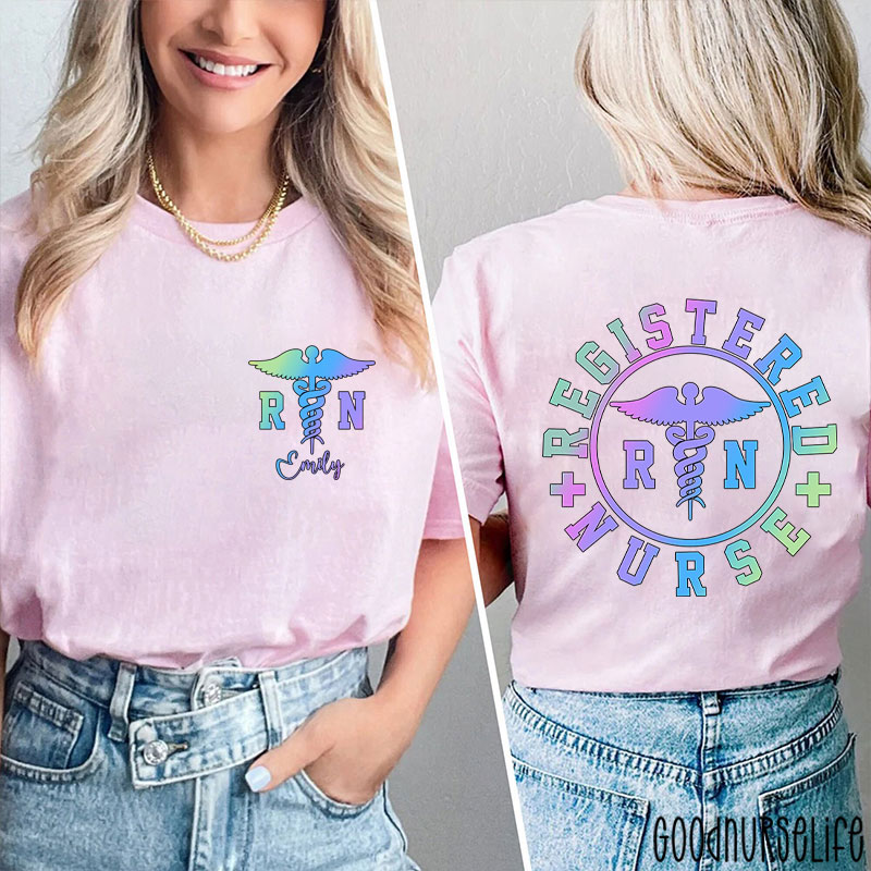 Personalized Name Registered Nurse Two Sided T-Shirt