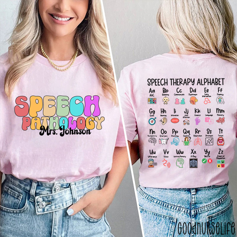 Personalized Name Speech Therapy Alphabet Two Sided T-Shirt