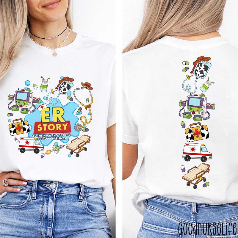 Medical Doodle Front And Back Nurse Two Sided T-Shirt