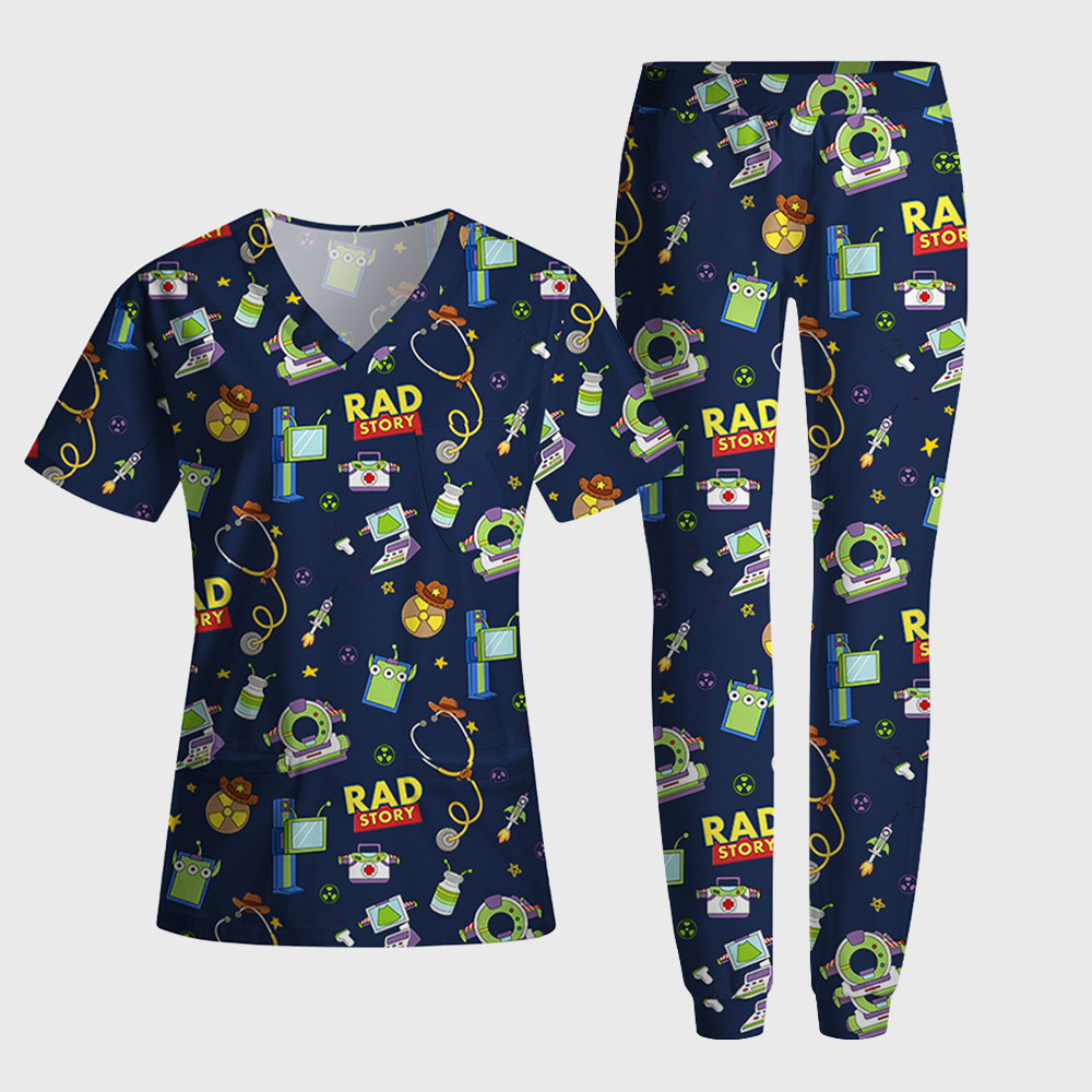 Rad Story Cute Icon Antimicrobial Scrubs Sets