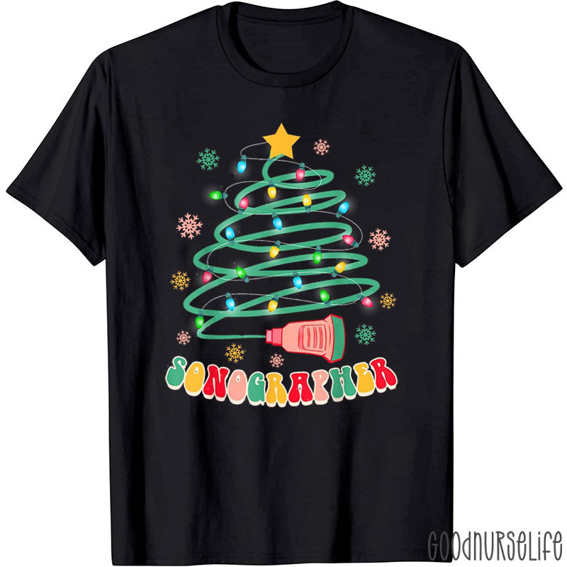 Sonographer Christmas Tree Festive Ultrasound Probe T-Shirt