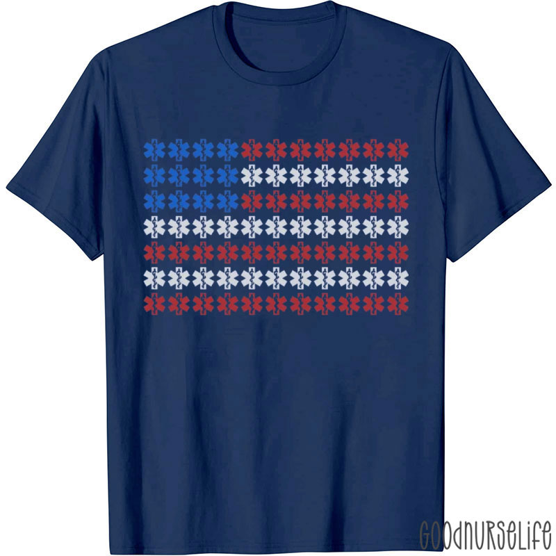 Star Of Life American Flag Nurse T-Shirt