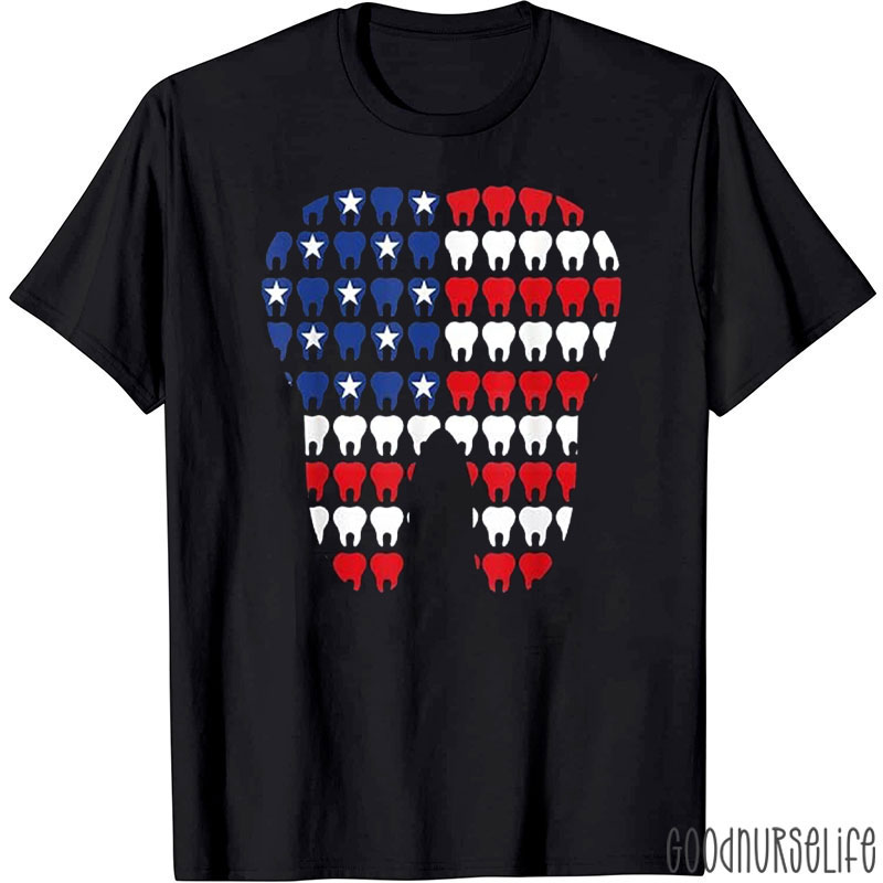 Red White And Blue Tooth Nurse T-Shirt