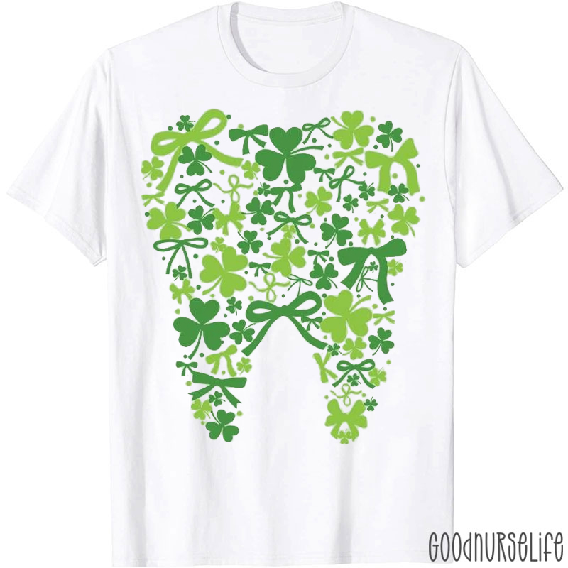 Green Bow Tie And Clover Dental T-shirt
