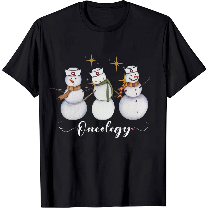 Dancing Snowman Oncology Nurse T-shirt