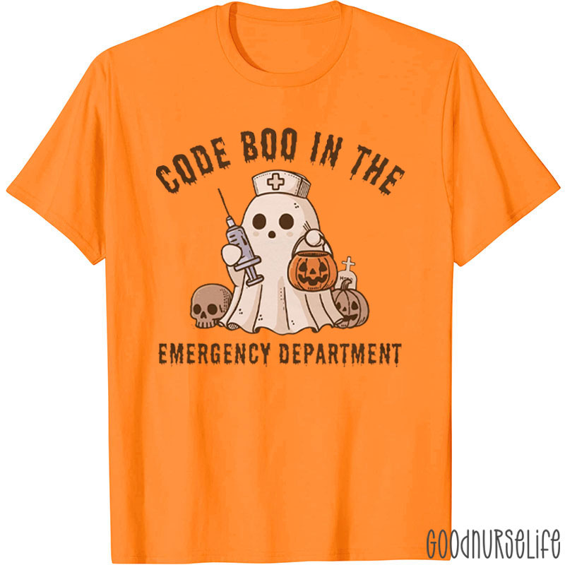 Code Boo In The Emergency Department Ghost Nurse T-Shirt